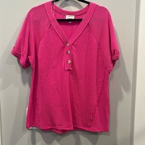 ANDREE BY UNIT Pink Short Sleeve  Top